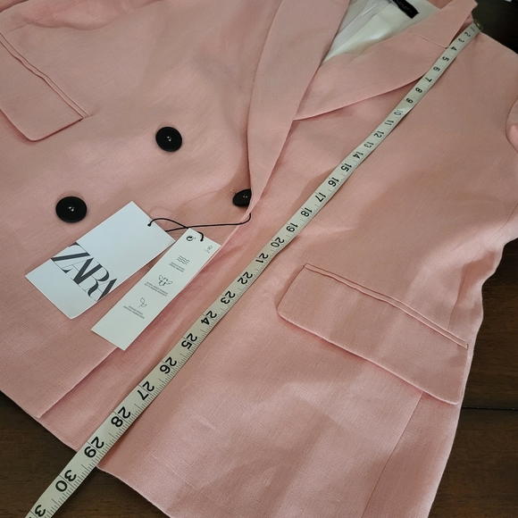 NWT Zara Double Breasted Linen Blend Blazer - Picture 10 of 13